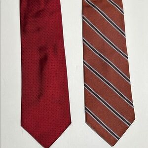 Jos. A. Bank Elegant Red and Brown Men's Ties Set of 2. Executive Collection.